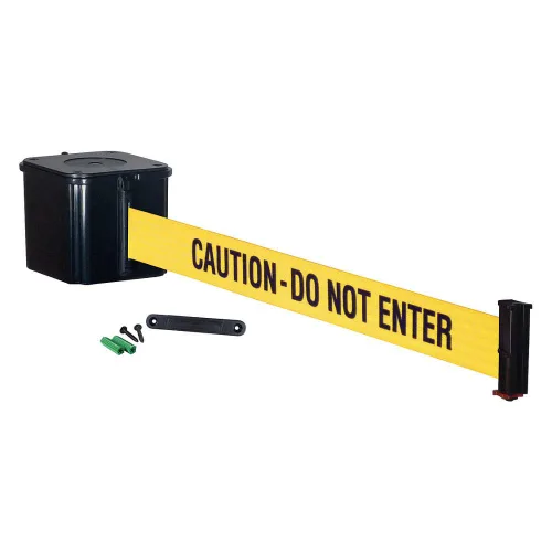 Vista 10 de WM412 - Cinturón retráctil montado en la pared, barrera de control de multitudes negra lisa y extremo receptor, cinturón de acceso autorizado de 15