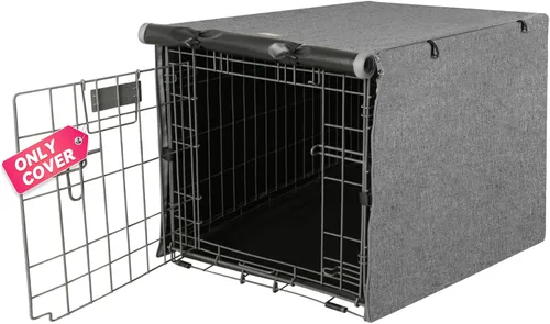 Vista 9 de Seiyierr Funda para jaula de perro – Funda para perrera para jaula de perro de 24 pulgadas, cubierta de poliéster de doble puerta para jaula
