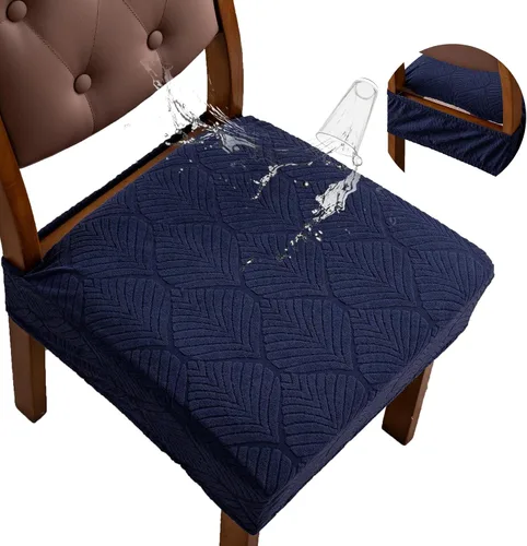 Vista 24 de Fundas de asiento para silla de comedor, extraíbles y lavables, juego de 2, fundas de cojín de asiento de silla de jacquard, protectores