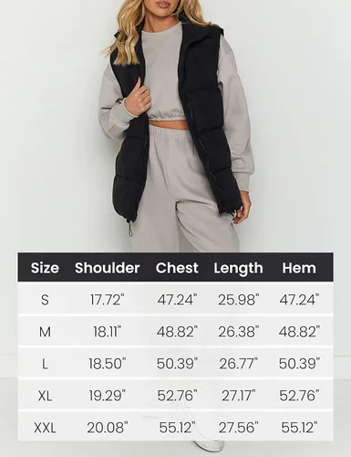 Vista 8 de Athlisan Chaleco acolchado con cremallera para mujer, cuello alto, sin mangas, acolchado