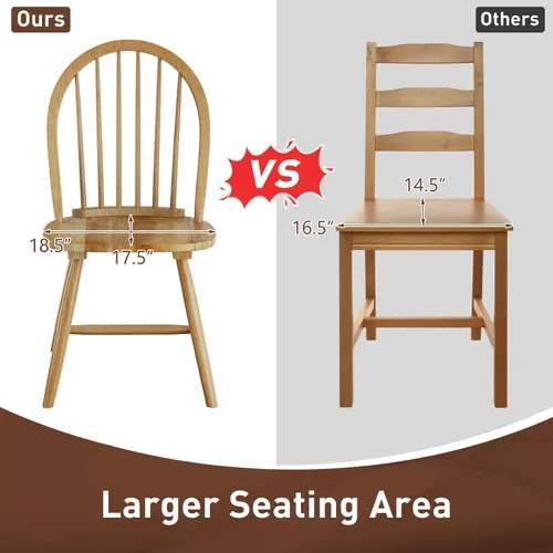 Vista 7 de POWERSTONE Juego de 2 sillas de comedor, sillas Windsor de madera con respaldo de husillo, silla de comedor de granja, silla de cocina, silla