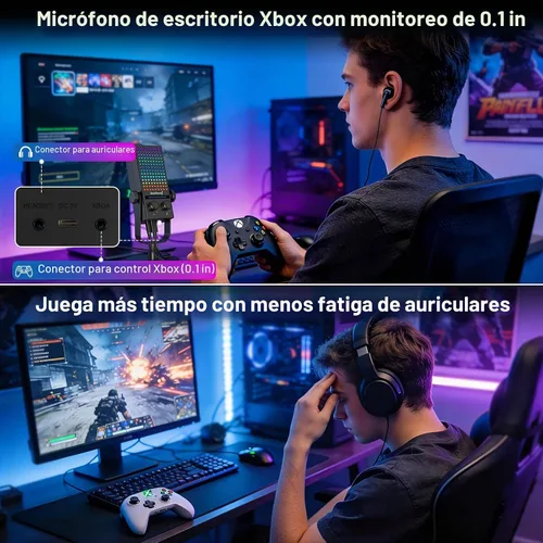 Vista 6 de ZealSound Micrófono para juegos para Xbox, micrófono USB para PC, Mac, iPhone y Android, reducción de ruido, silencio de un solo toque, control