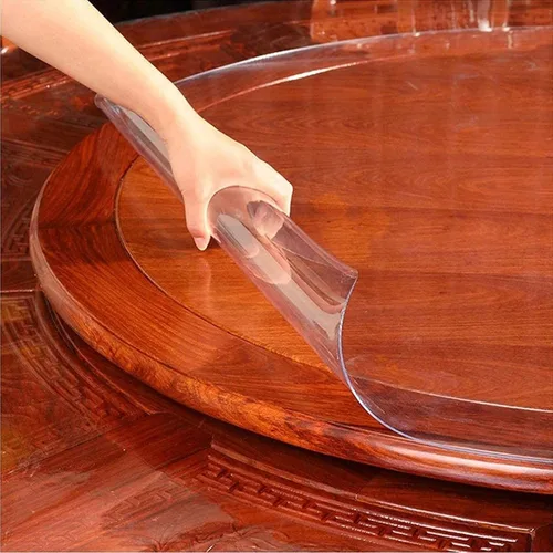 Vista 3 de CL-ZZZ Mantel de mesa transparente de 0.079 in de grosor para mesa redonda de comedor, antideslizante, impermeable, lavable, de PVC, protector