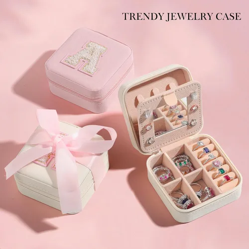 Vista 7 de Joyero de viaje para niñas y mujeres Estuche de joyería personalizado Regalos para hija de mamá papá, regalos para niñas adolescentes, caja