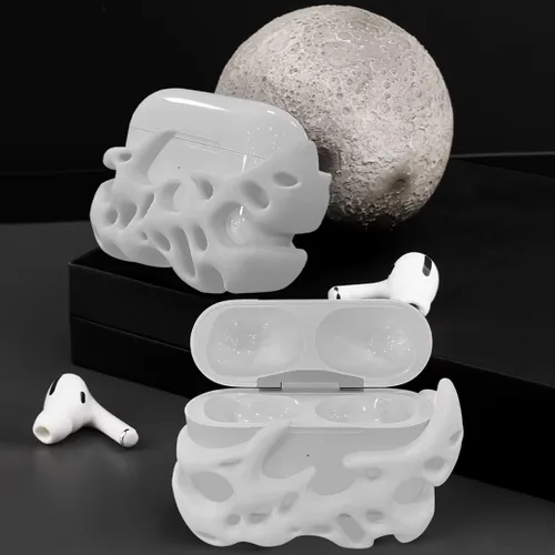 Vista 4 de Funda compatible con AirPods Pro 2, funda única de silicona suave 3D para AirPods Pro 2ª/1ª (2022/2019) (blanco)