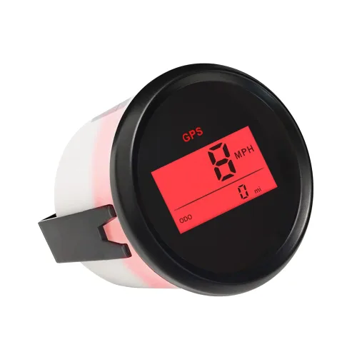 Vista 2 de Kit de velocímetro GPS digital garantizado ELING para coche, barco, motocicleta con retroiluminación roja de 2" (52mm) 12V 24V Negro+Negro