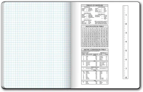 Vista 3 de Libro de composición iScholar de 100 hojas, 5 x 5 a rayas, 9.75 x 7.5 pulgadas, tapa de mármol negro (11100)