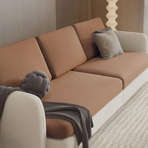 Vista 12 de YOPOIY Funda de cojín elástica para sofá, fundas protectoras de muebles jacquard con funda de cojín para sofá a cuadros, beige, L, 1 plaza