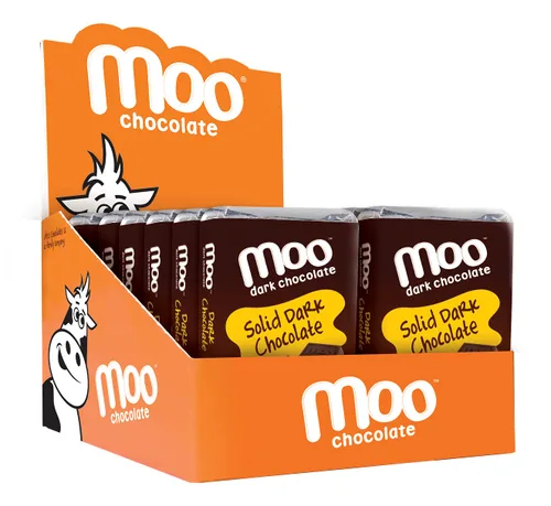 Vista 7 de Moo Chocolates ' Mini barras de chocolate negro sólido natural, 0.7 onzas (14 unidades)