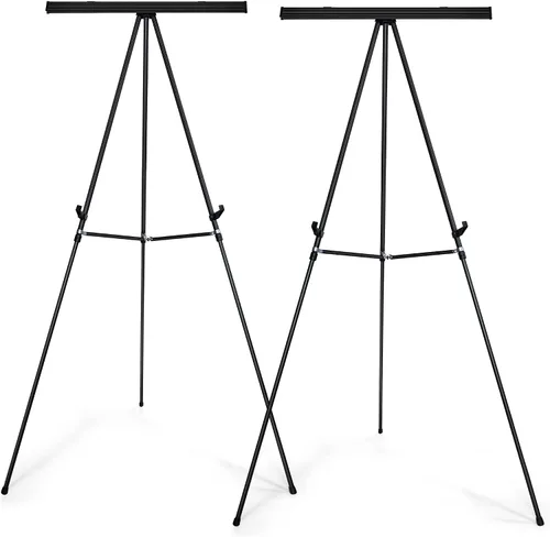 Vista 11 de Falling in Art Caballete de exhibición de rotafolios de aluminio con soporte ajustable para piso para sala de juntas, pizarra, blocs de notas