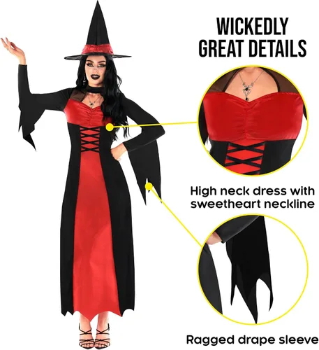 Vista 3 de Morph Disfraces de bruja para mujer, disfraces de bruja para adultos, traje de bruja para adultos, disfraces de Halloween para mujeres adultas