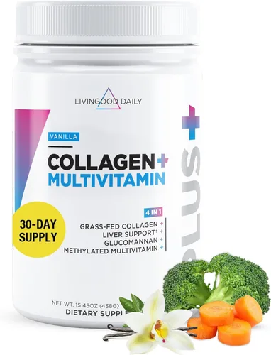 Vista 8 de Livingood Daily - Polvo de colágeno para mujeres y hombres, péptidos de colágeno hidrolizado alimentado con pasto, proteína y multivitaminas
