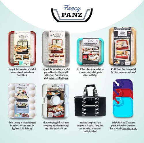 Vista 9 de Fancy Panz - Portasartén de papel de aluminio Aqua de 8x8 pulgadas con tapa - Bandeja de servicio de alimentos elevada - Portasartén portátil
