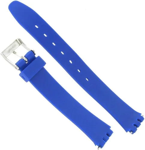 Vista 3 de Banda de reloj flexible suave azul real liso de goma de 0.472 in para Swatch, Moderno