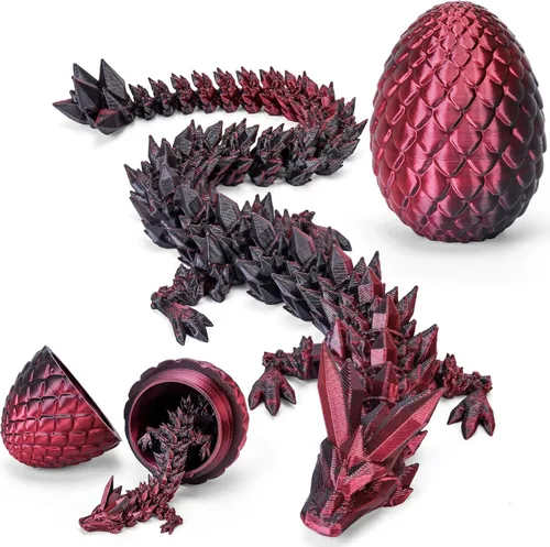 Vista 9 de TBOLINE - Paquete con 4 huevos de dragón impresos en 3D, animales de cristal articulados, juguete para la ansiedad, autismo, TDAH, piezas míticas