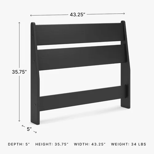 Vista 3 de Signature Design by Ashley Socalle - Cabecera moderna con paneles, individual, color negro