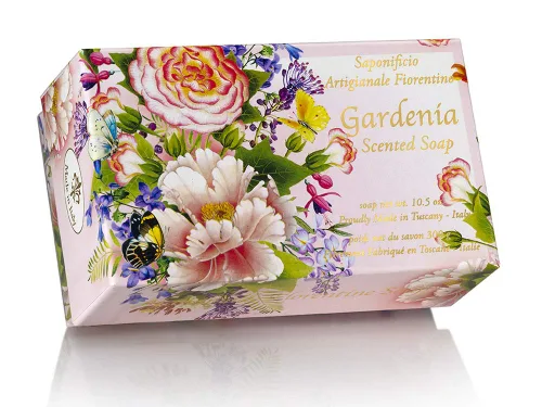 Vista 2 de Saponificio Artigianale Fiorentino - Jabón perfumado Gardenia - Barra de jabón individual de 10.5 onzas, fabricada en Italia - Jabón hecho a mano