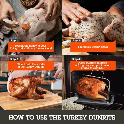 Vista 5 de Camerons Tostador de pavo original DunRite patentado de acero inoxidable al revés, cocina en el aire y no en la grasa, mantiene los jugos dentro