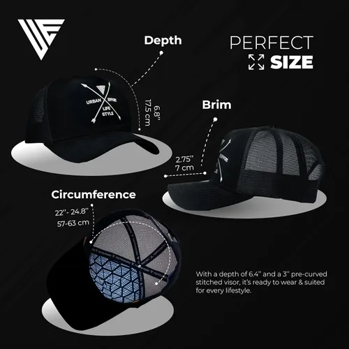 Vista 137 de Urban Effort Gorra trasera de malla, para hombres y mujeres, gorra de béisbol de 5 paneles, gran cierre a presión para caza y senderismo