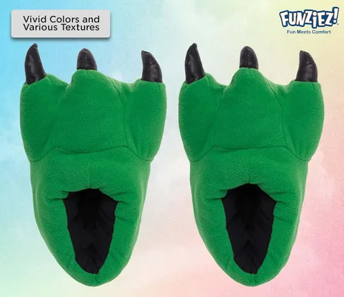 Vista 3 de Fuzzy Dinosaur Slippers for Women & Men, Skeleton Feet Funny House Shoes for Indoor & Outdoor, Animal, Feet Cute Novelty