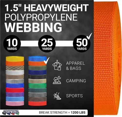 Vista 14 de Strapworks Heavyweight Polypropylene Webbing - Heavy Duty Poly Strapping for Outdoor DIY Gear Repair, 1.5 Inches