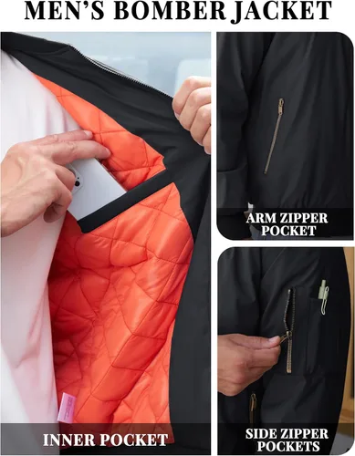 Vista 5 de TACVASEN - Chaquetas de hombre. Chaqueta bomber de otoño e invierno, acolchada, con cremallera completa, cálida, de estilo casual