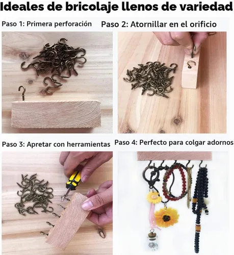 Vista 3 de Ganchos de techo pequeños de bronce – Luces atornilladas de 5/8 pulgadas y ganchos de joyería (paquete de 40)
