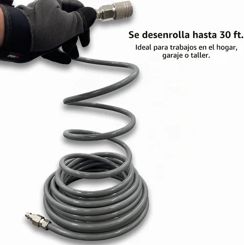 Vista 4 de JACO ViperFlow - Kit de manguera de aire en espiral de poliuretano, 1/4" x 30 pies (gris tormenta)