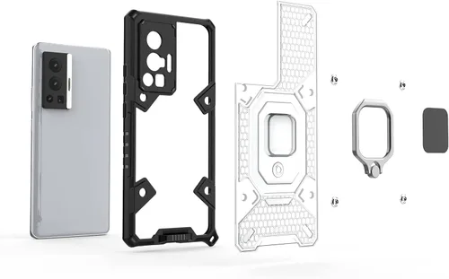 Vista 4 de Funda para 1+ Nord 2 5G, funda para OnePlus Nord 2 5G con funda de soporte, color azul