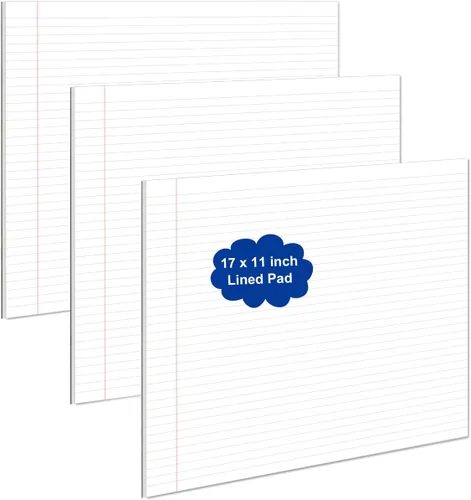 Vista 7 de Yaridar 17" x 11" Legal Pads, 25 Sheets/50 Pages Per Legal Note Pads, Line Notepads, 100Gsm White Line Paper