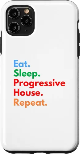 Vista 11 de iPhone 15 Eat Sleep Progressive House Repeat for House Music Lovers Case