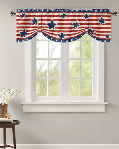 Vista 58 de Cortinas de cocina de Navidad, cenefa semitransparente ajustable con lazo, muñeco de nieve, copo de nieve, bolsillo para barra, tratamiento