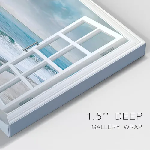 Vista 6 de Renditions Gallery Impresiones de pared de naturaleza para decoración de ventana para el hogar Inundado en la playa de arena, lienzo colgante