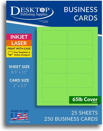 Vista 2 de 250 tarjetas de visita azul brillante de 3.5 x 2 pulgadas, hojas de papel de tarjetas de visita en blanco de colores imprimibles, tarjetas de visita