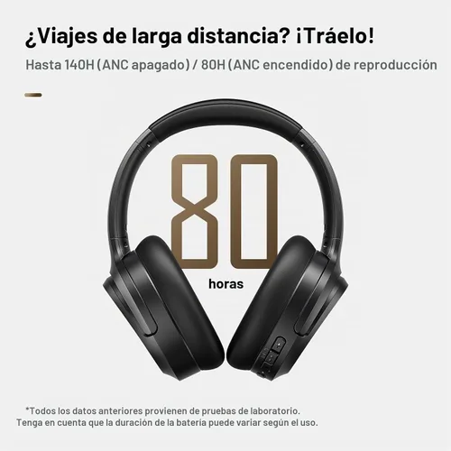 Vista 2 de Calmbee Auriculares híbridos con cancelación activa de ruido inalámbricos Negro