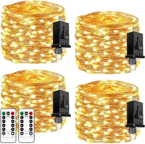 Vista 19 de Guirnalda de 200 luces LED de 66 pies con mando a distancia, luz Caliente a frío