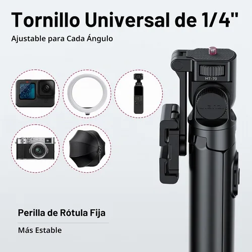 Vista 7 de ULANZI Trípode extensible MT-70, soporte para selfie stick de 63 pulgadas