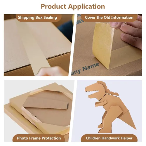 Vista 7 de TooCust Cinta de papel Kraft autoadhesiva,2 "X55YD,Cinta de papel marrón, Cinta de embalaje marrón biodegradable,Cinta de embalaje de papel
