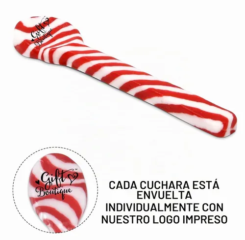 Vista 2 de Cucharas de caramelo de menta de Navidad de Gift Boutique 12 paquetes de caramelos comestibles de menta en bastón envueltos individualmente