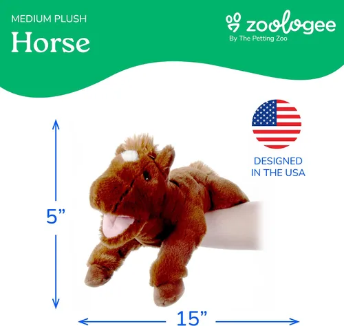 Vista 3 de The Petting Zoo Peluche de caballo de peluche, regalos para niños, animales títeres, juguete de peluche de caballo marrón de 15 pulgadas