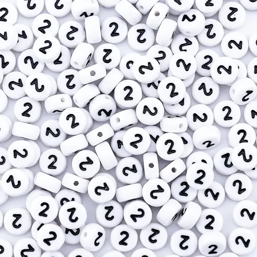 Vista 15 de 300 piezas de cuentas de número 0 redondas de 4x7mm, cuentas de número acrílico individual para hacer pulseras con dijes