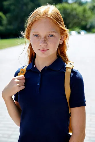 Vista 3 de French Toast - Camisa de uniforme escolar de manga corta con cuello picot para niña (estándar y plus)