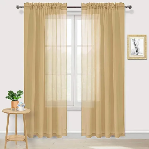 Vista 25 de DWCN Cortinas Transparentes Aqua de Voile Semitransparente con Bolsillo para Barra para Dormitorio y Sala de Estar, 36 x 36 pulgadas de Largo, Juego