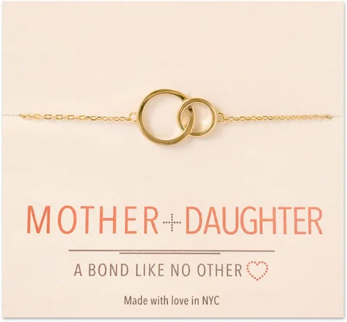 Vista 10 de A+O Regalos para mamá, regalo para madre e hija, collar de círculo entrelazado o pulsera