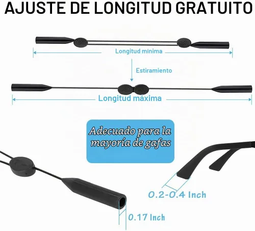Vista 2 de Paquete de 4 correas ajustables para lentes