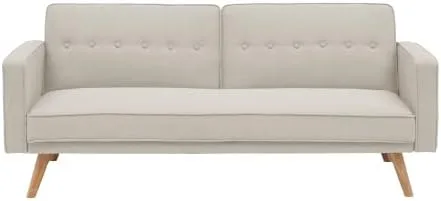 Vista 7 de anwickjeff Sofá cama tipo futón convertible, sofá cama plegable de lino moderno con respaldo dividido, respaldo ajustable, reposabrazos, marco