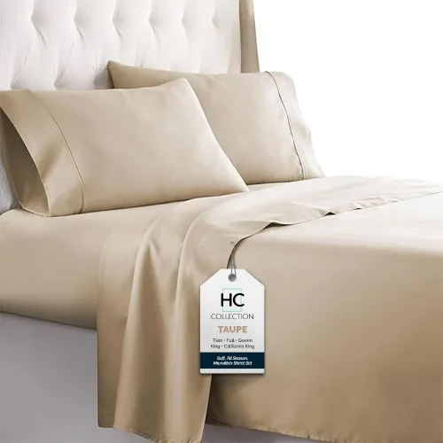 Vista 15 de HC COLLECTION Juego de sábanas para cama individual con 1 funda de almohada, sábanas de microfibra cepillada de 1800 hilos de lujo hotelero Serie