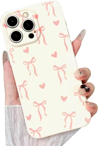 Vista 11 de Funda para iPhone 14 Pro Max, bonita funda protectora de TPU suave y delgada para iPhone 14 Pro Max, con bonito diseño de lazo y corazón, protección