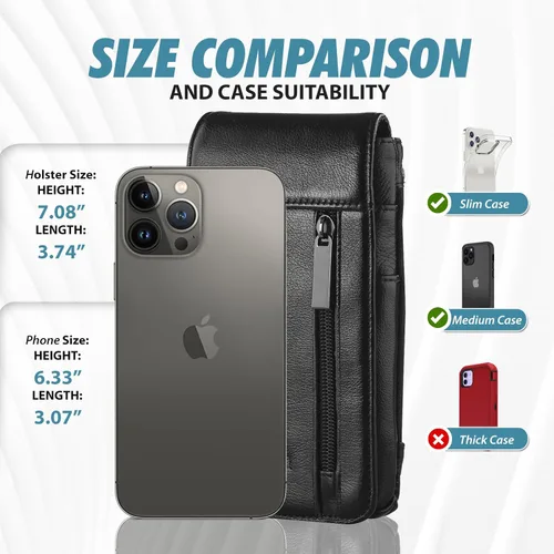 Vista 2 de Funda de piel para teléfono celular con clip para cinturón
