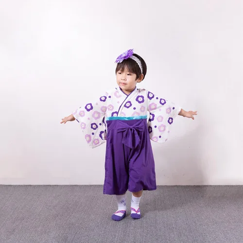 Vista 6 de Mono para bebé kimono japonés mameluco de algodón para niñas disfraz de estilo japonés con 2 pares de calcetines